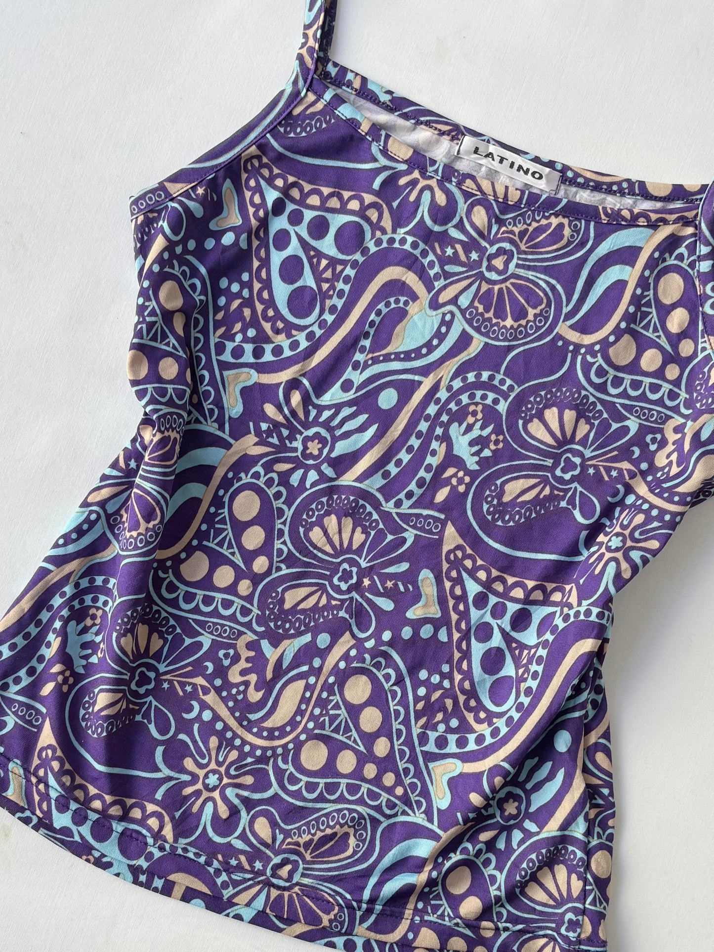 00’s Latino purple patterned tank | Size small