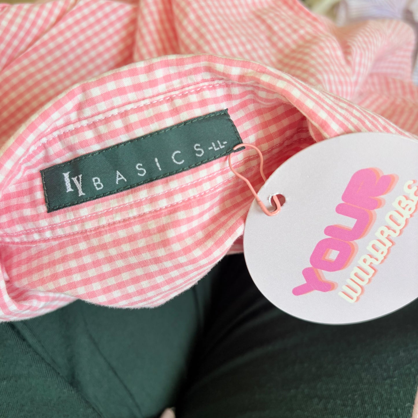00’s Pink gingham cinched shirt | Size 10-12