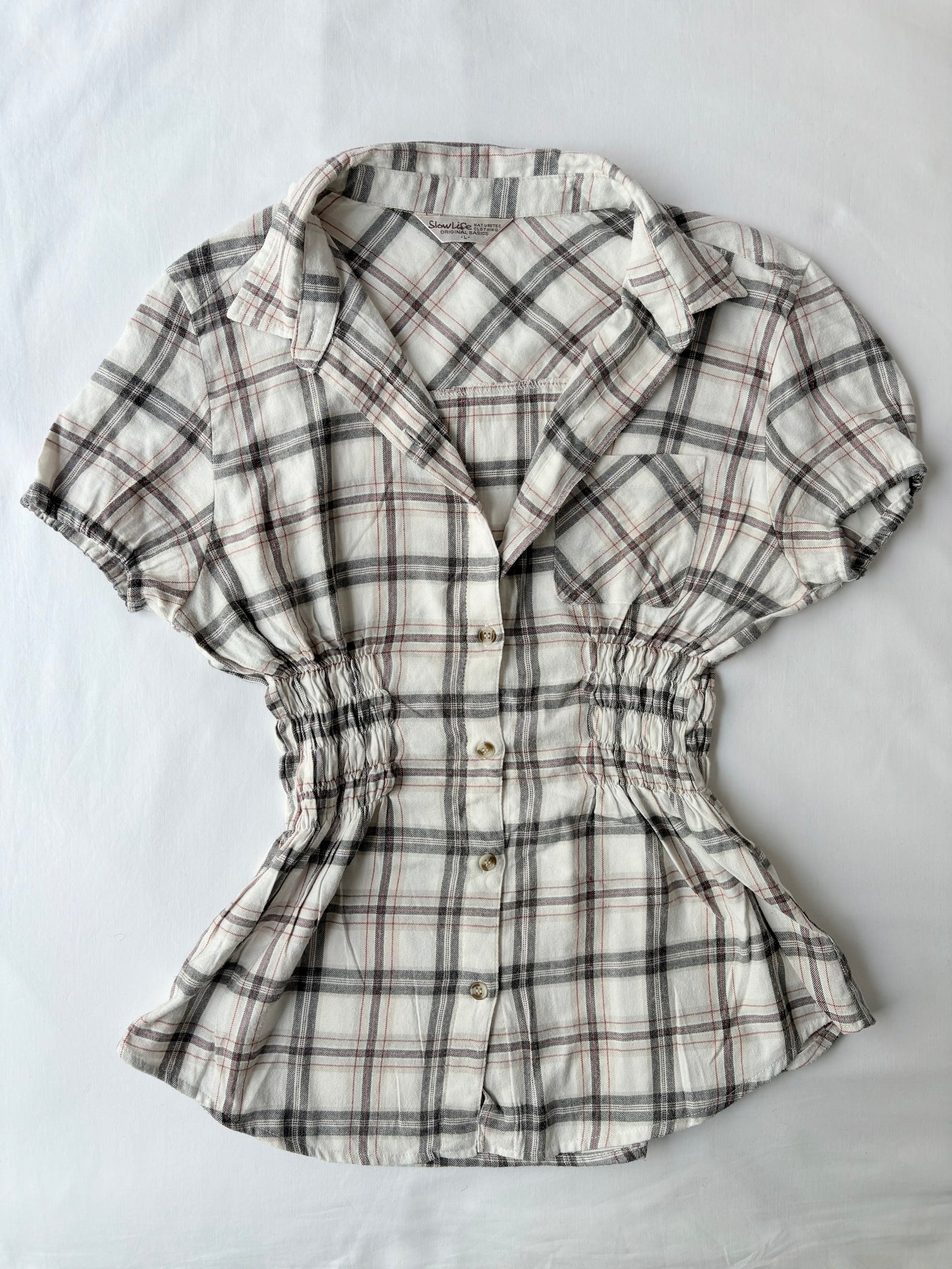 00’s Cinched plaid shirt | Size 12