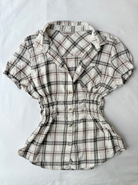 00’s Cinched plaid shirt | Size 12