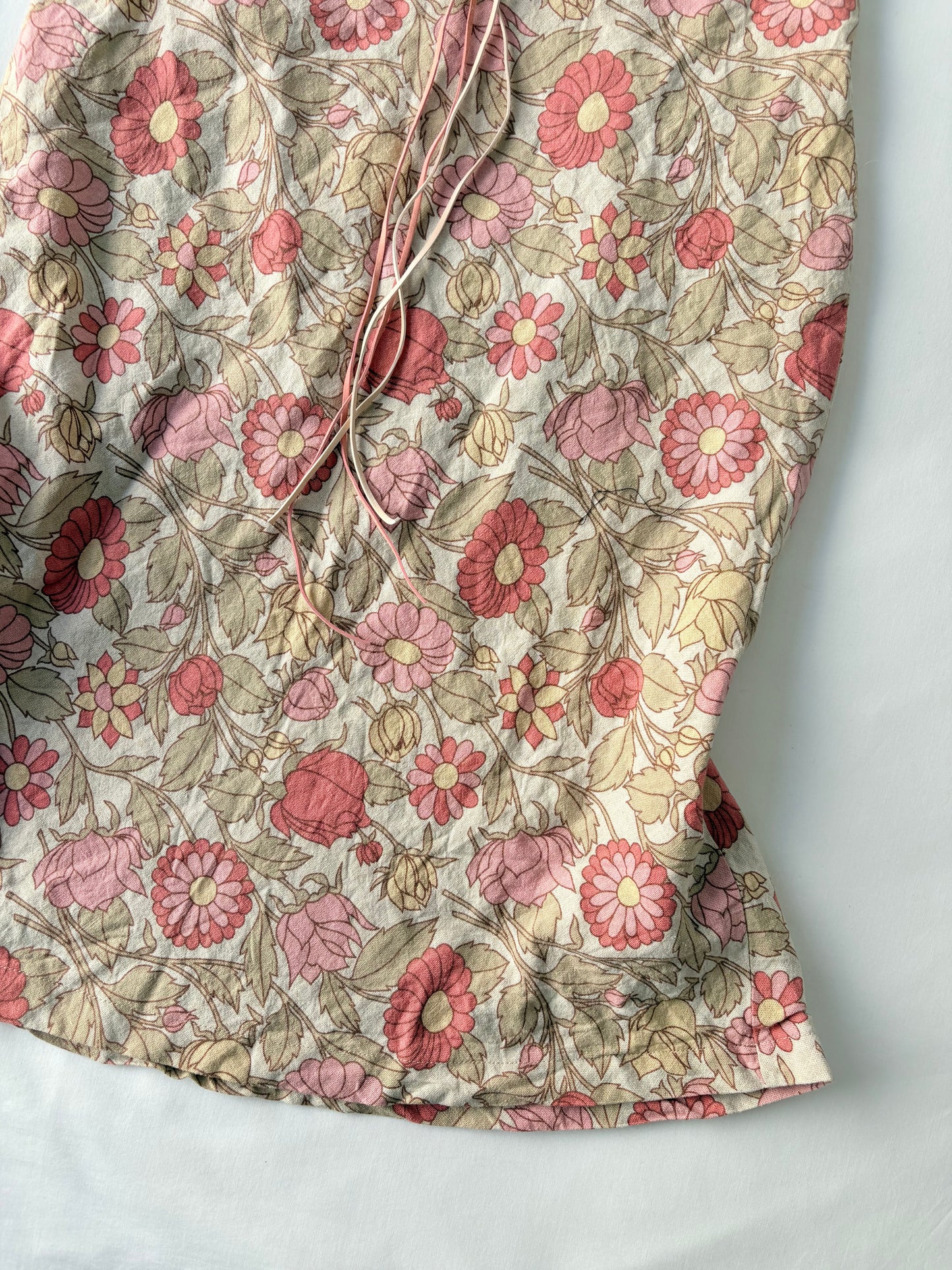 00’s Linen floral midi skirt | Size 6