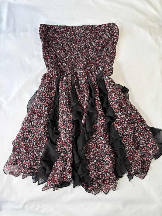 00’s Shirred ruffle mini dress | Size 12