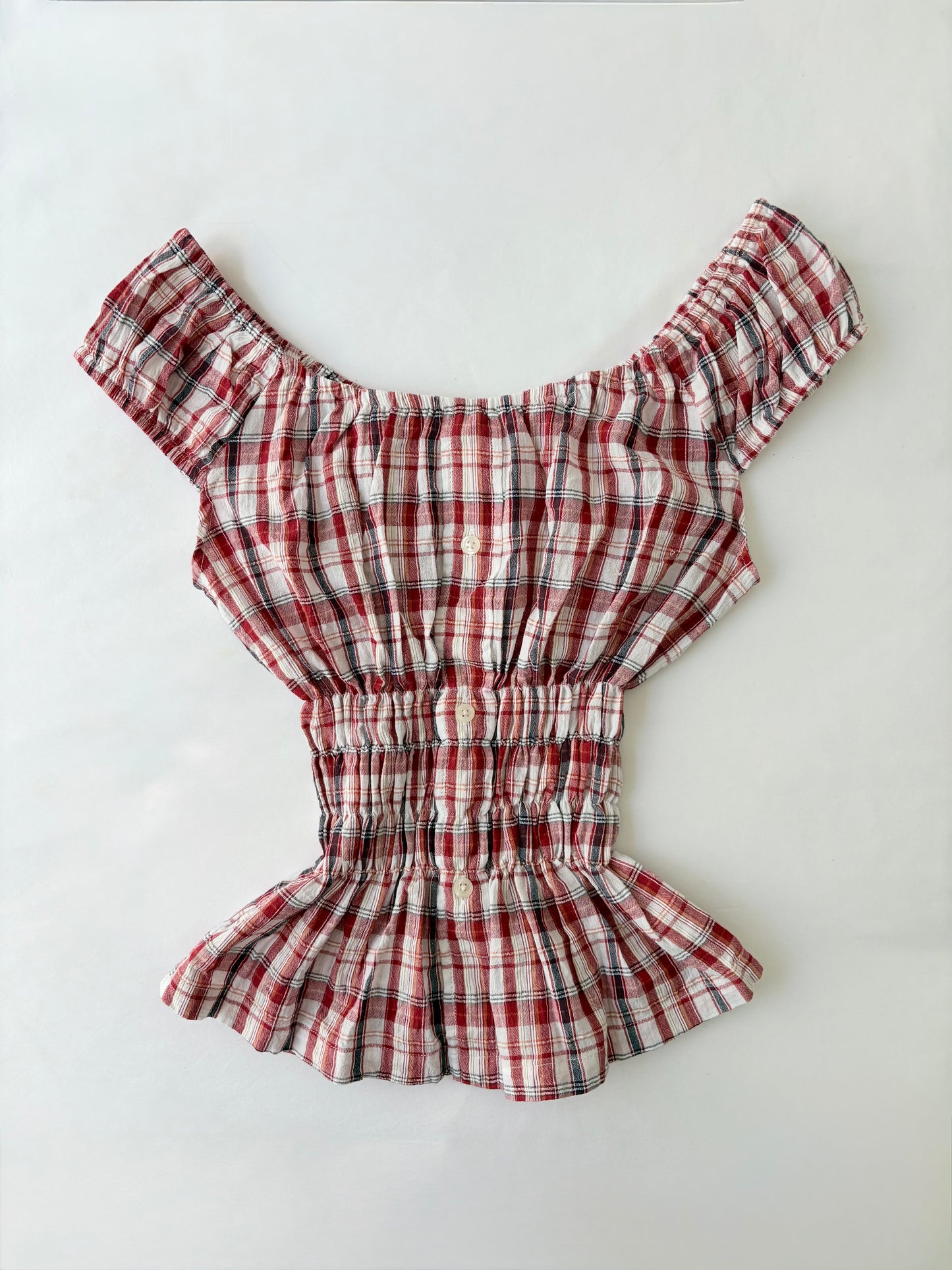 00’s Plaid red milkmaid top | Size 12