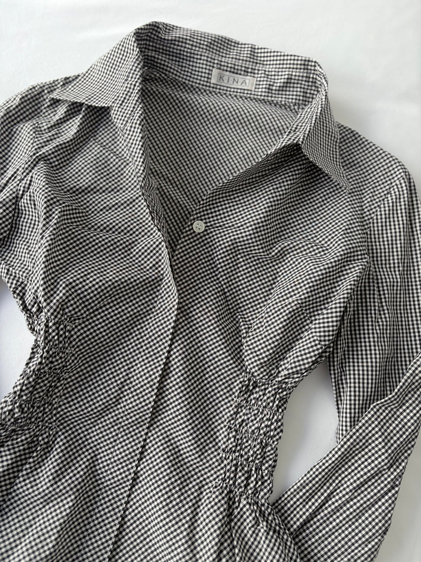 00’s Gingham cinched shirt | Size 8