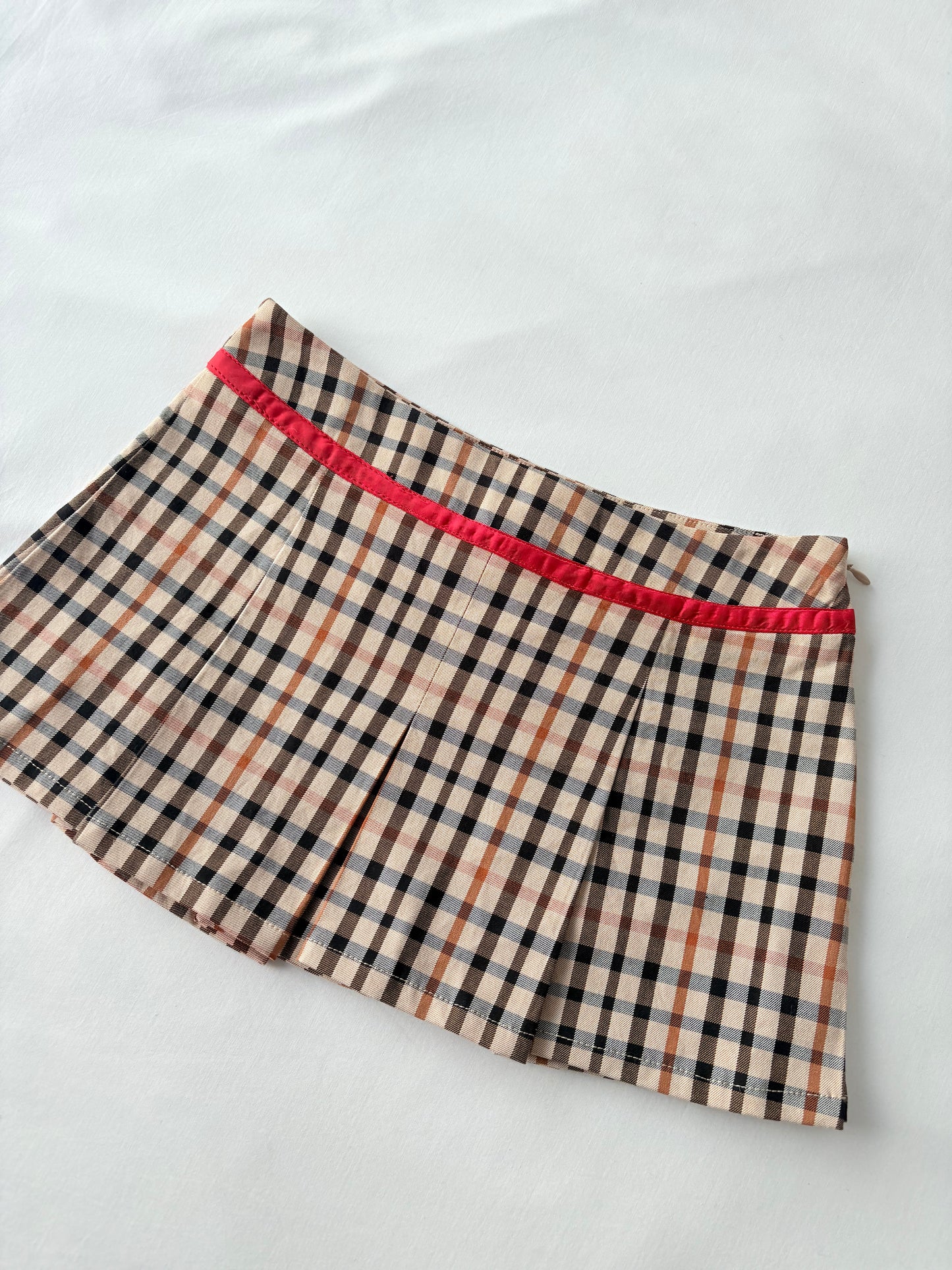 00’s Tan plaid pleated mini skirt | Size 6