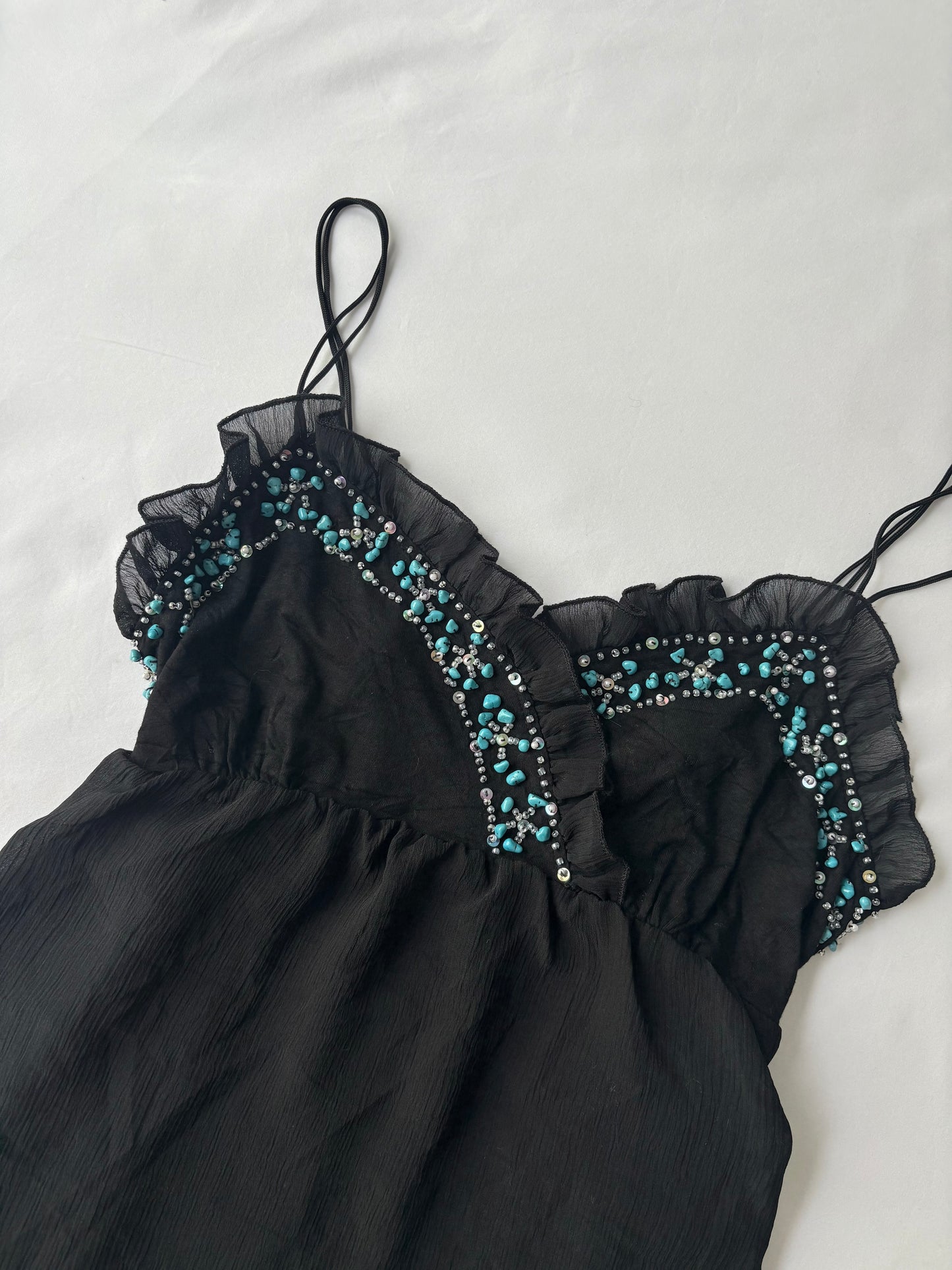 00’s Teal beaded Japanese cami | Size 10