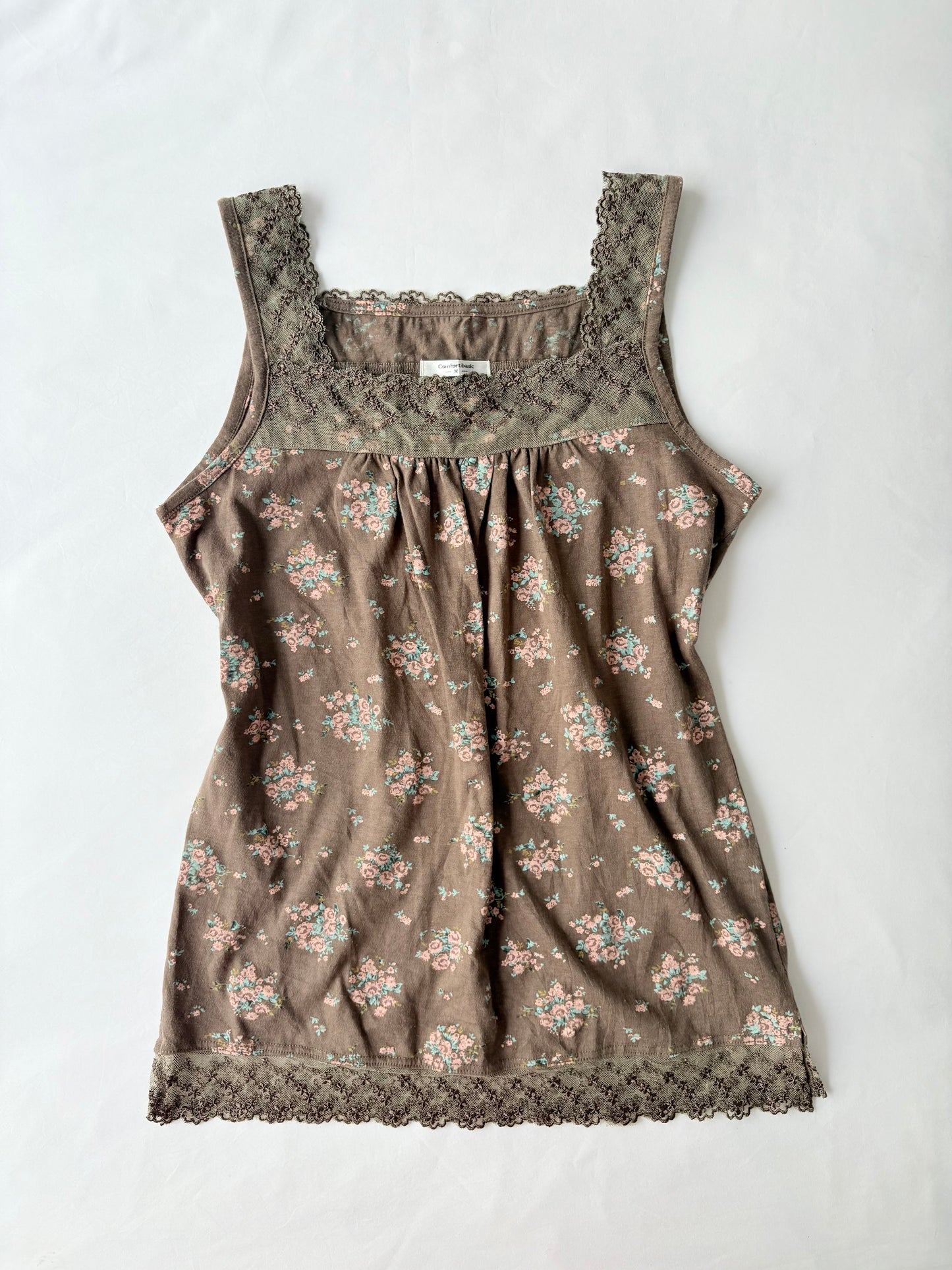 00’s Babydoll brown floral top | Size 8-10