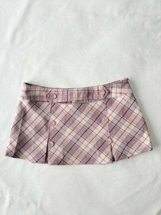 00’s Pink plaid mini skirt | Size 8