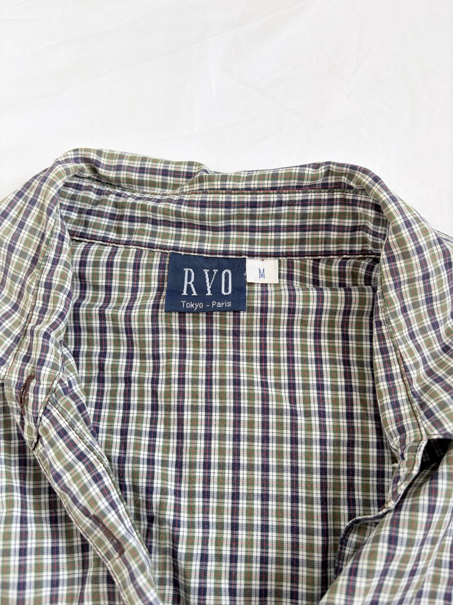 00’s RYO green plaid cinched shirt | Size 8