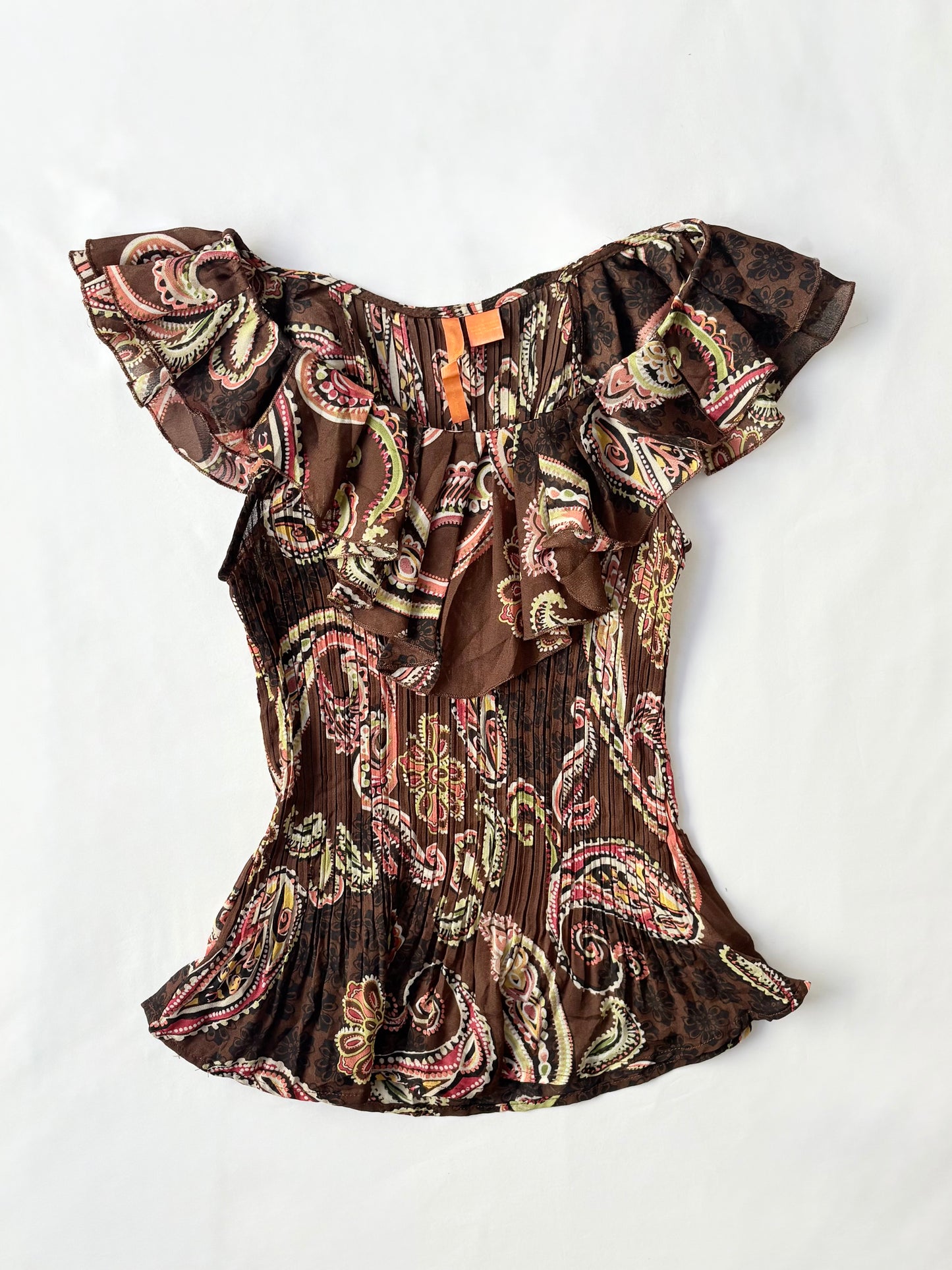 00’s Sunny Leigh pleated paisley top | Size small