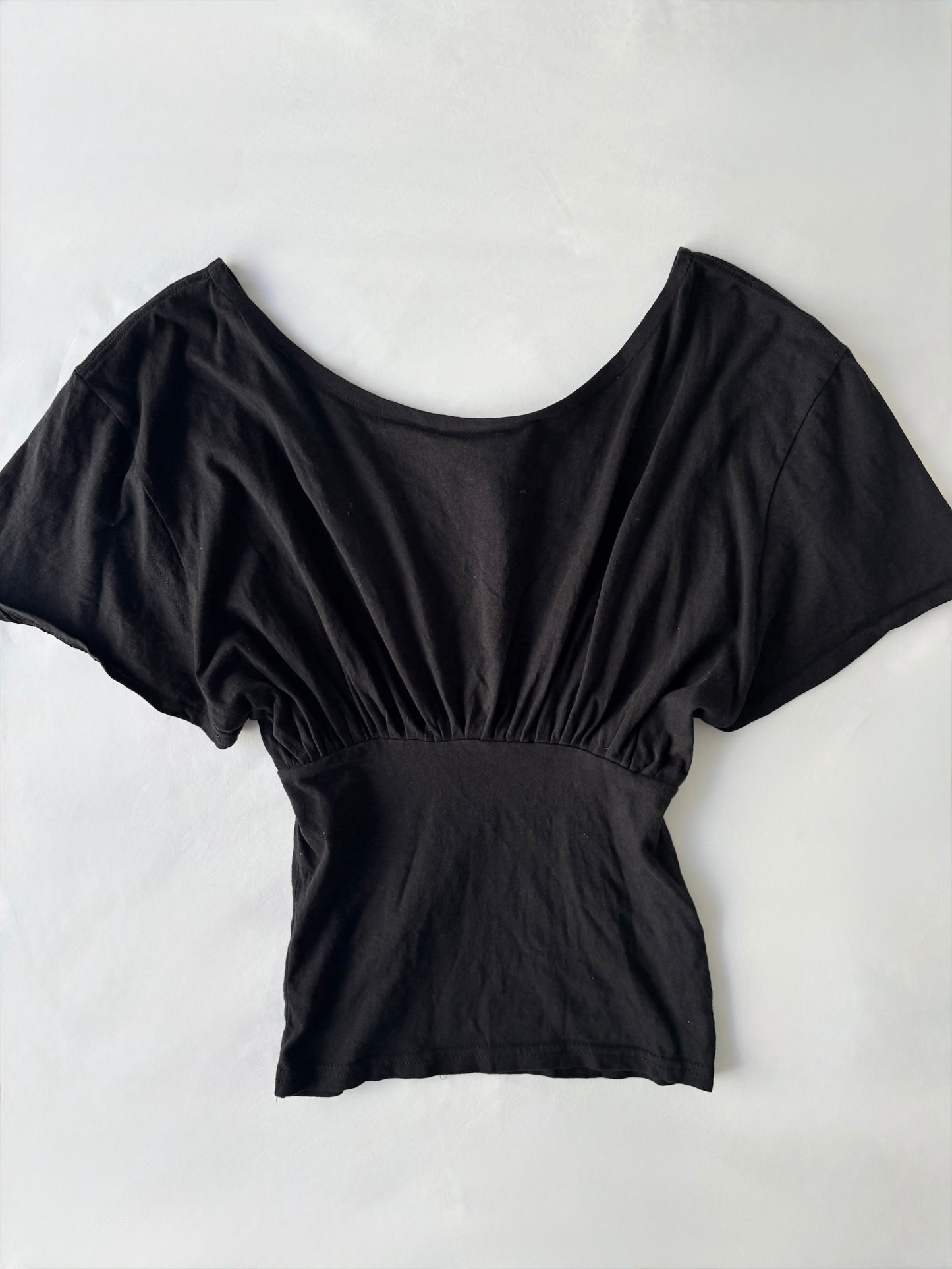 00’s Reworked black off the shoulder top | Size 6-8