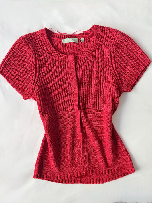 00’s Collage red knit top | Size 10