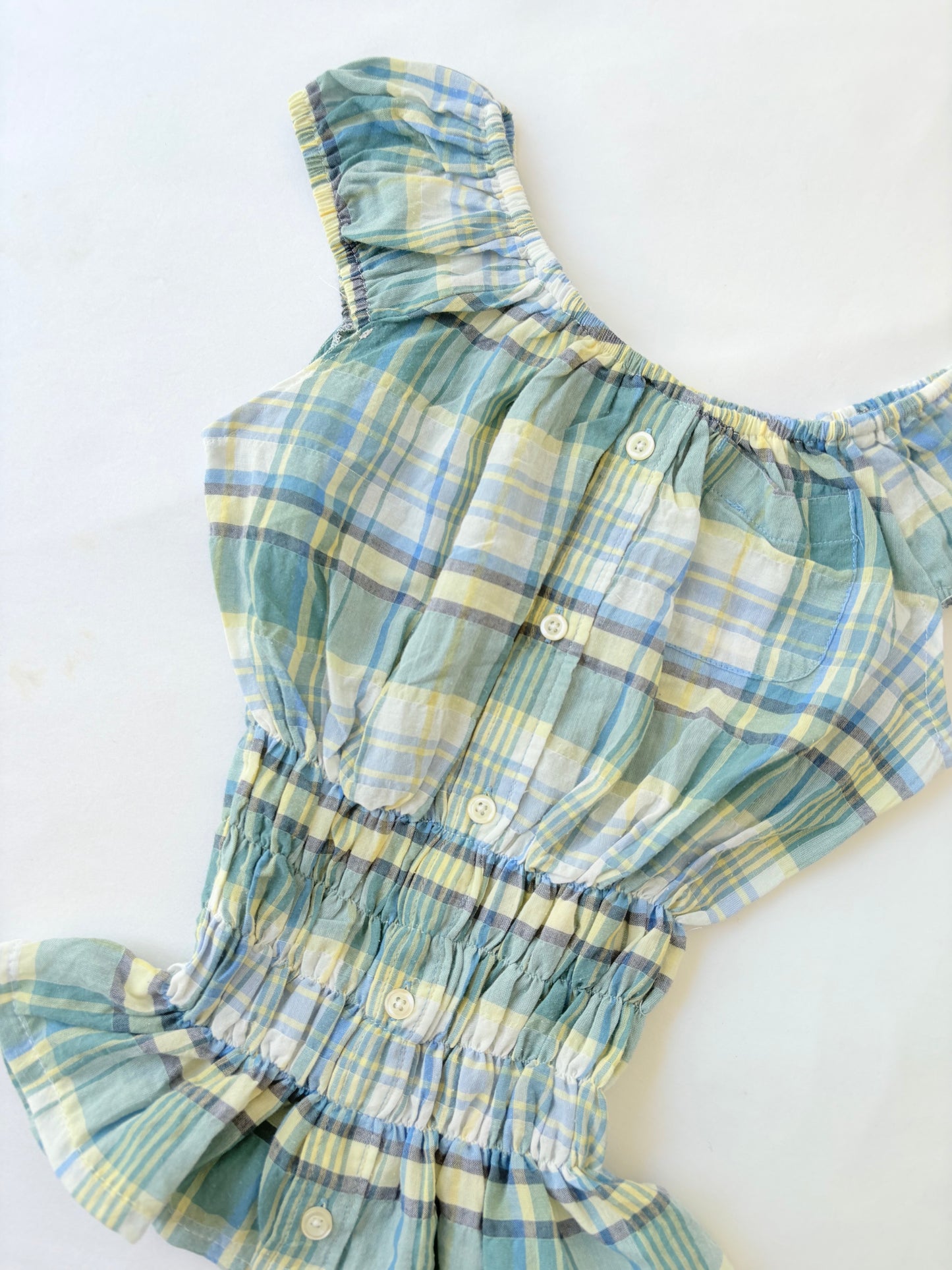 00’s Blue milkmaid plaid top | Size 10