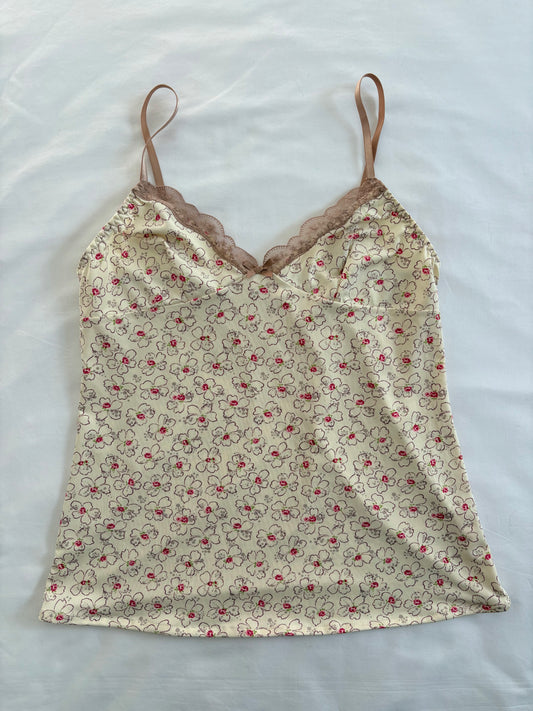 00’s Floral lace trim cami | Size medium