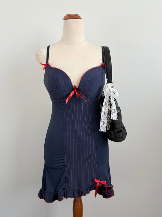 00’s Navy pinstripe bodycon dress | Size 8