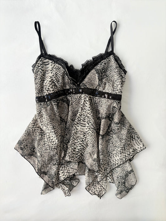 00’s Snakeskin asymmetrical cami | Size 12