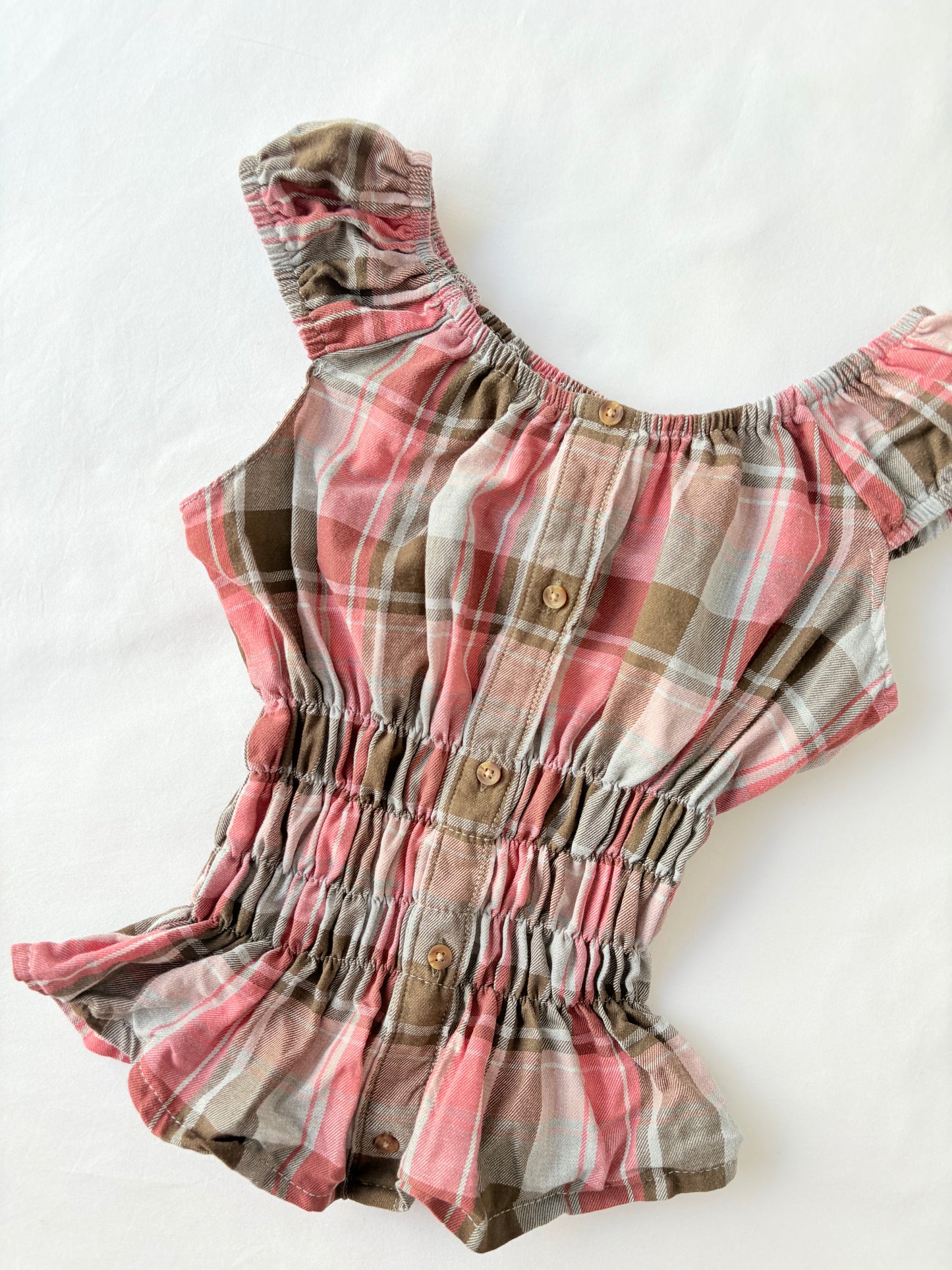 00’s Plaid milkmaid reworked top | Size 10