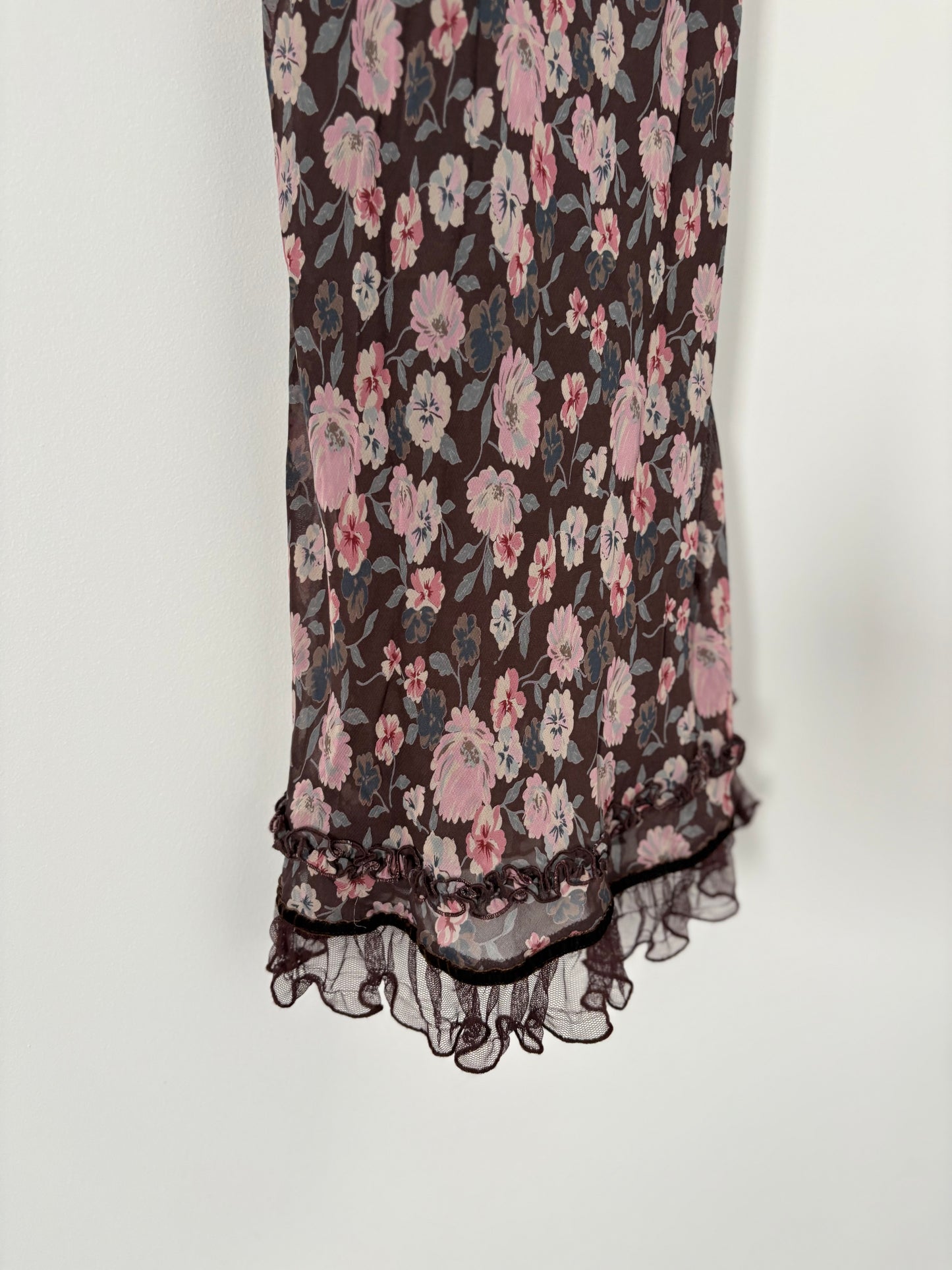 00’s Brown floral midi dress | Size 6-8