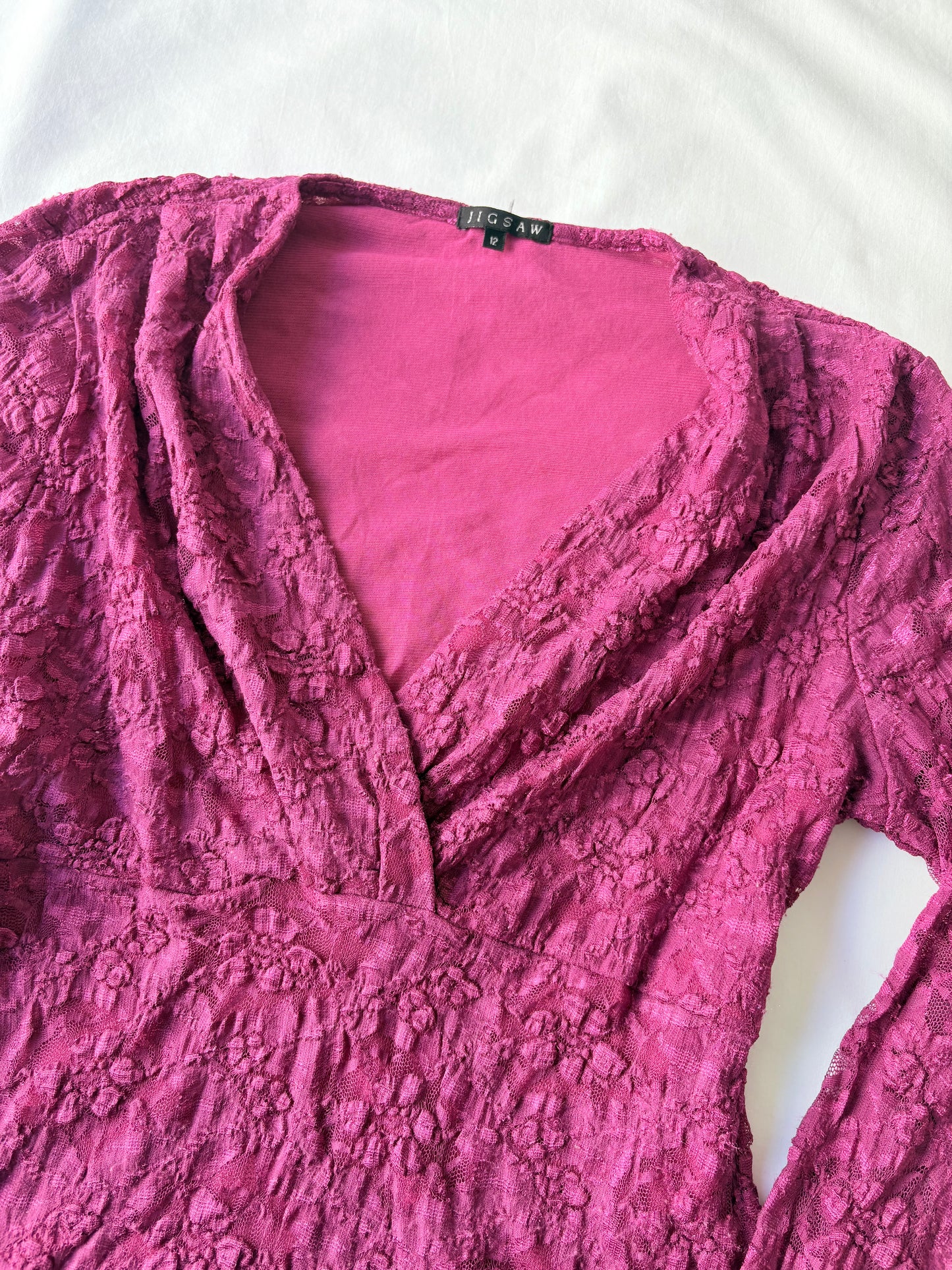 00’s Magenta lace long sleeve | Size 12-14