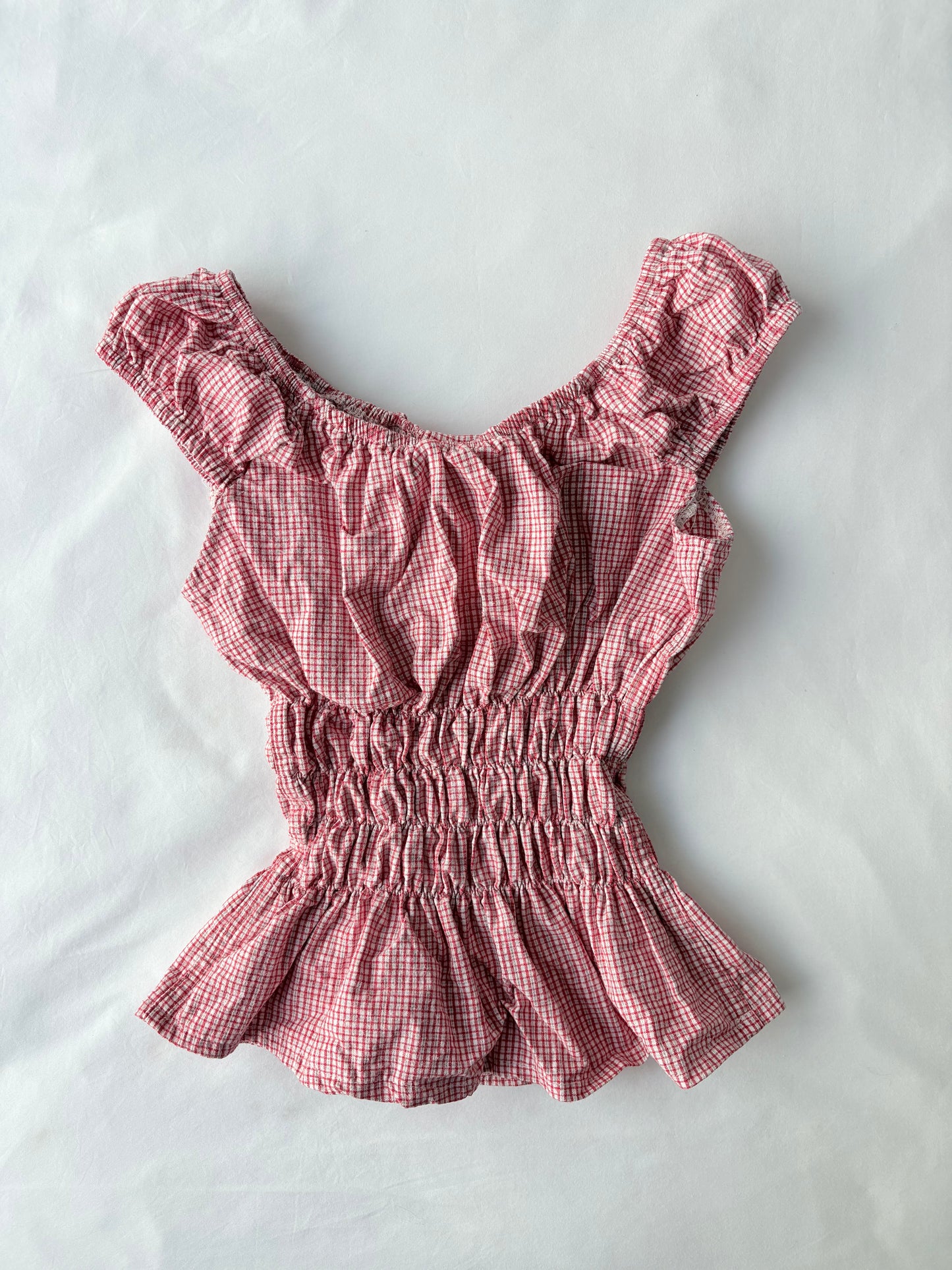 00’s Checkered milkmaid top | Size 10-12