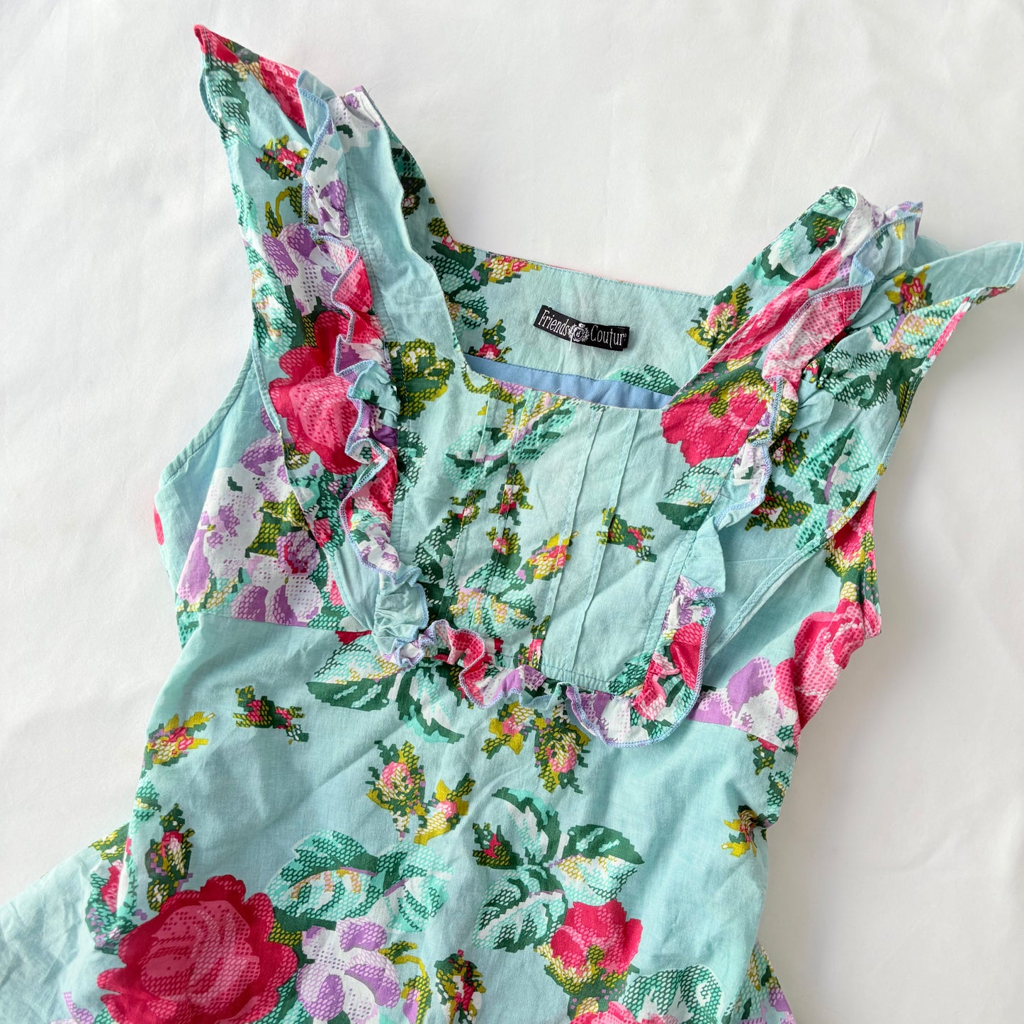 00’s Milkmaid blue floral top | Size 10