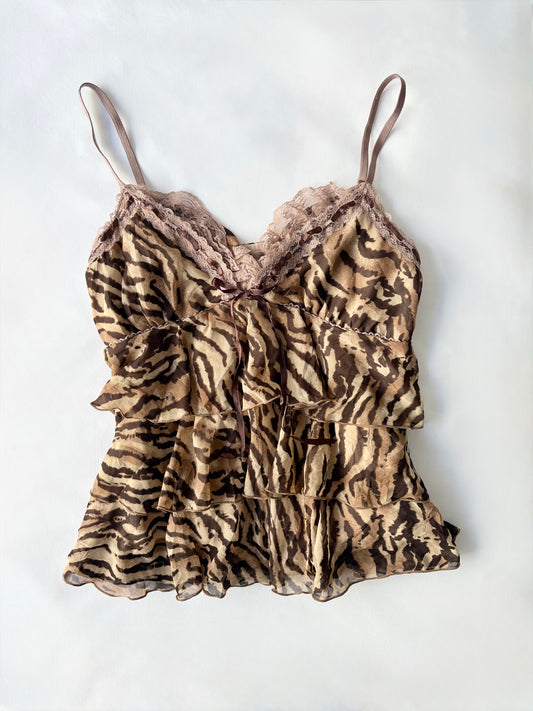 00’s Joyrider tiger tiered top | Size 10