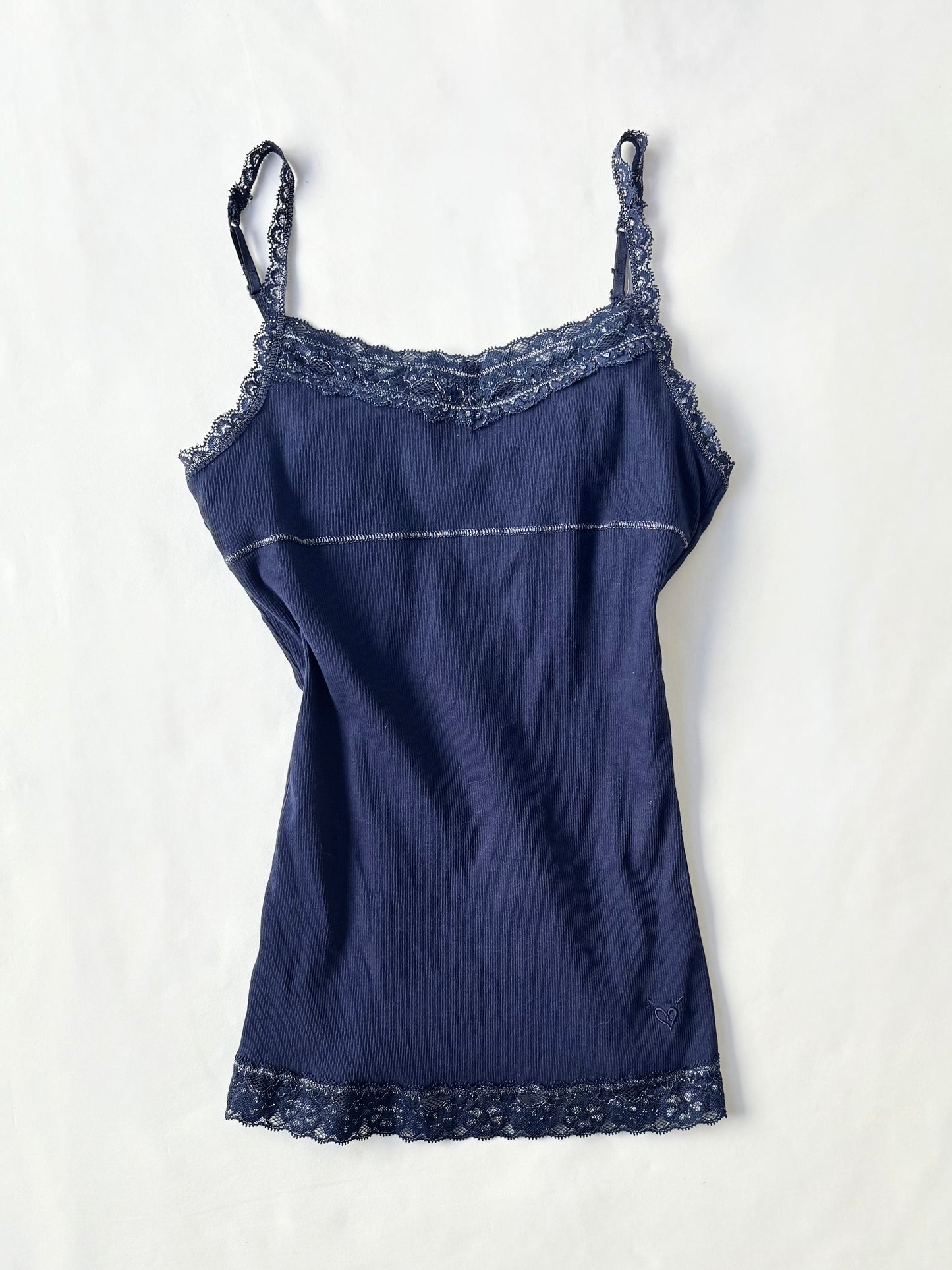 00’s Justice navy lace trim tank | Size 4