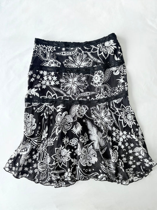 00’s Ribbon floral midi skirt | Size 6