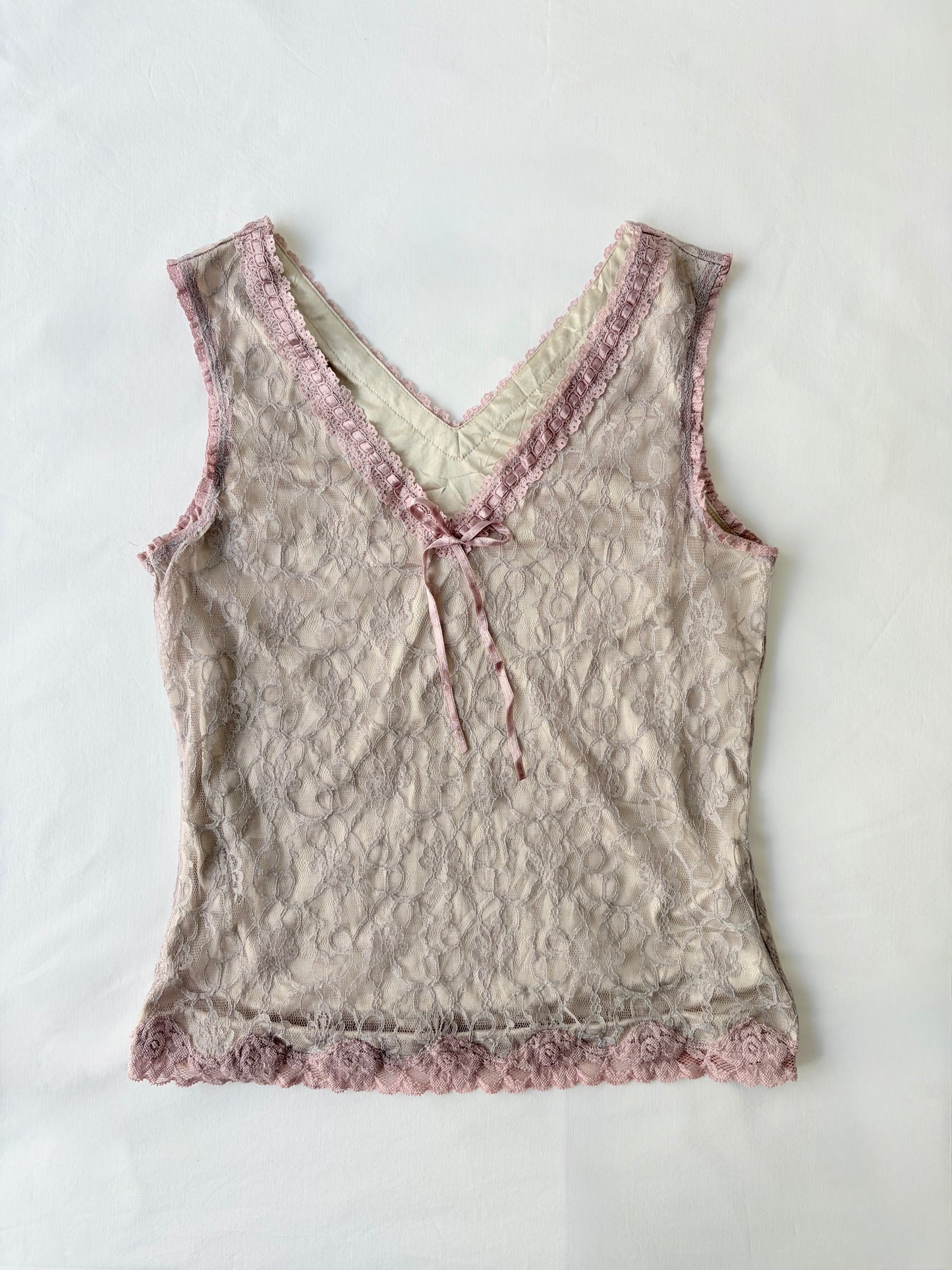 00’s RU Jeans pink lace tank | Size 10-12