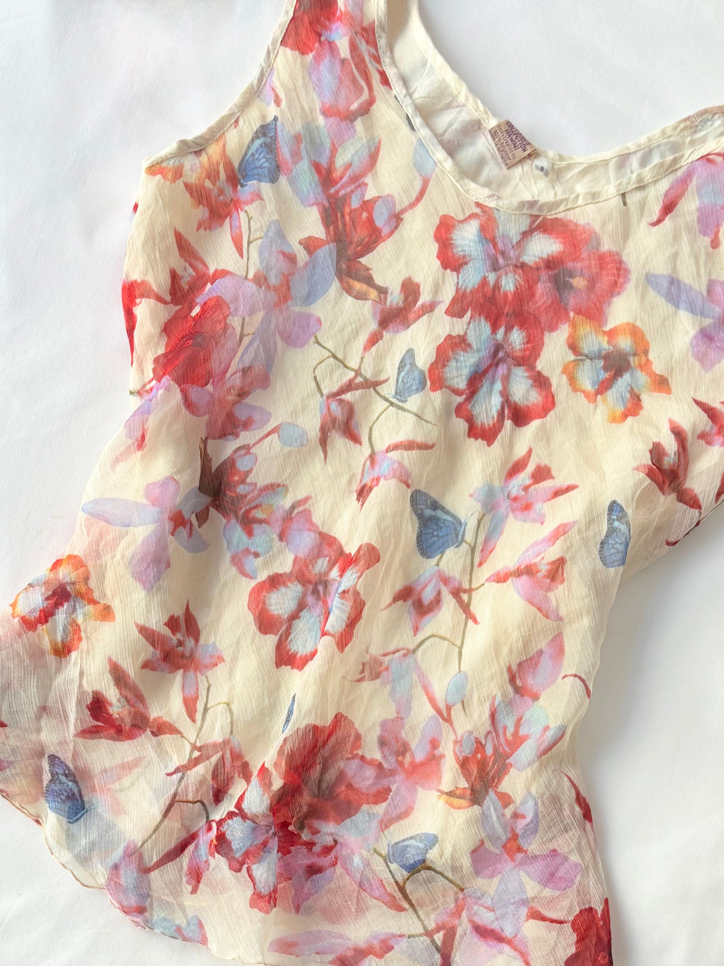 00’s Hibiscus Hawaii cream top | Size 10-12