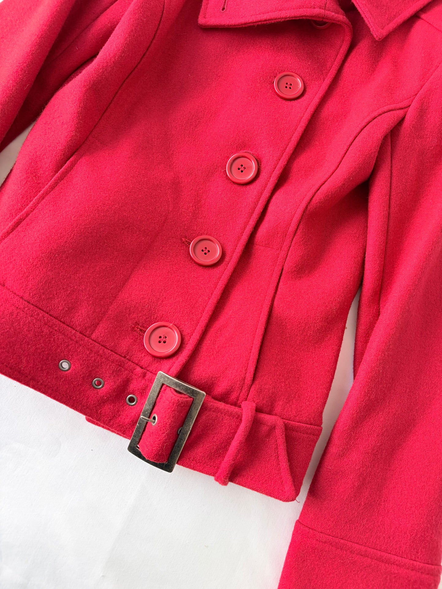 00’s Red wool pea coat | Size 8