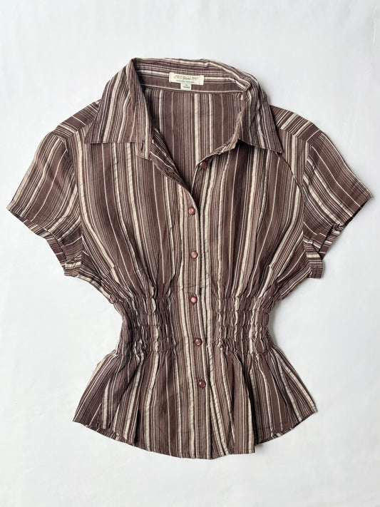 00’s LHS brown cinched shirt | Size 10