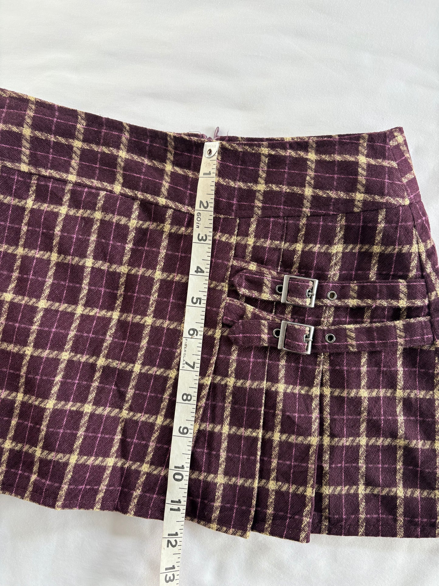 00’s Purple plaid buckle mini skirt | Size 6