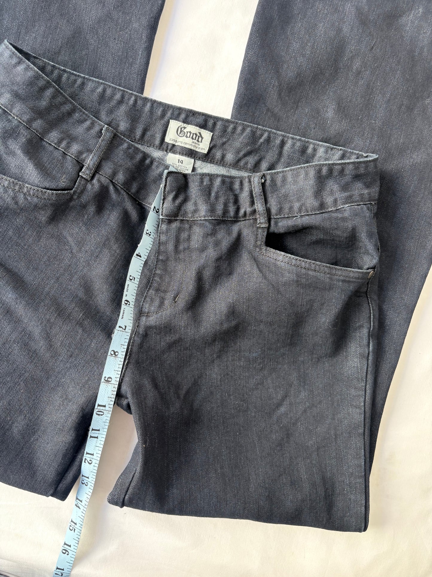 00’s Dark denim Glassons flared jeans | Size 12