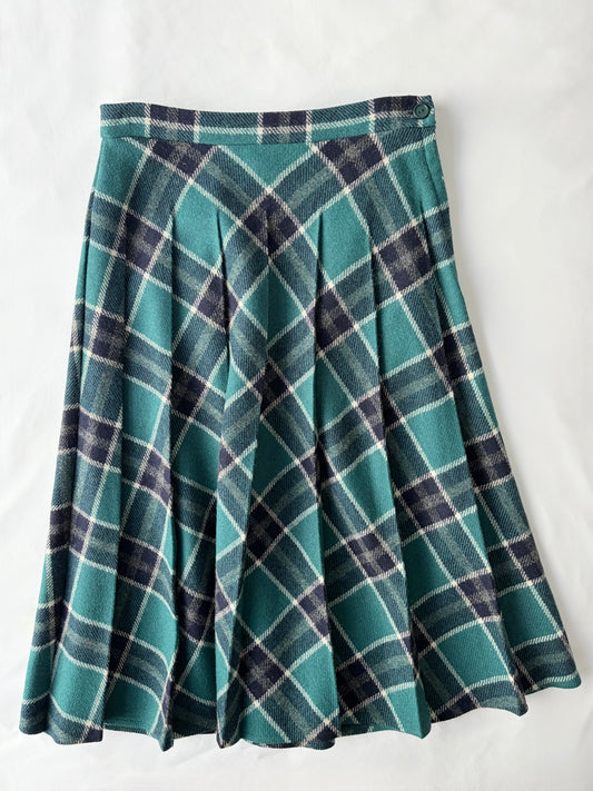 80’s Tartan pleated midi skirt | Size 6