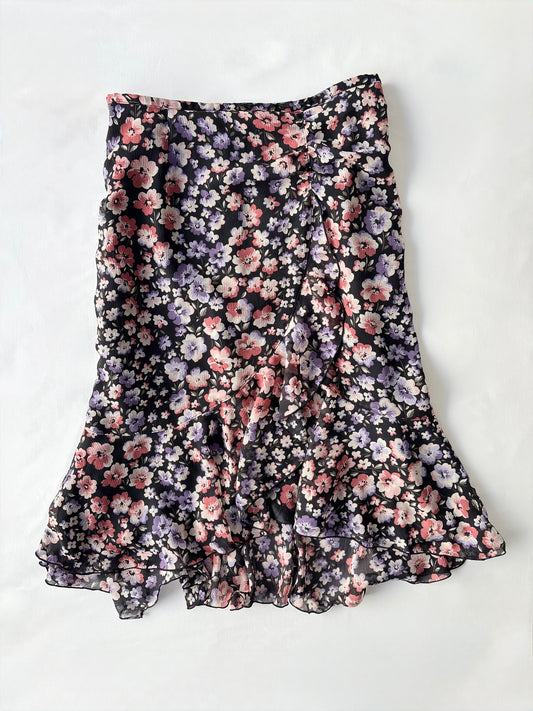 00’s Ruffle floral midi skirt | Size 6