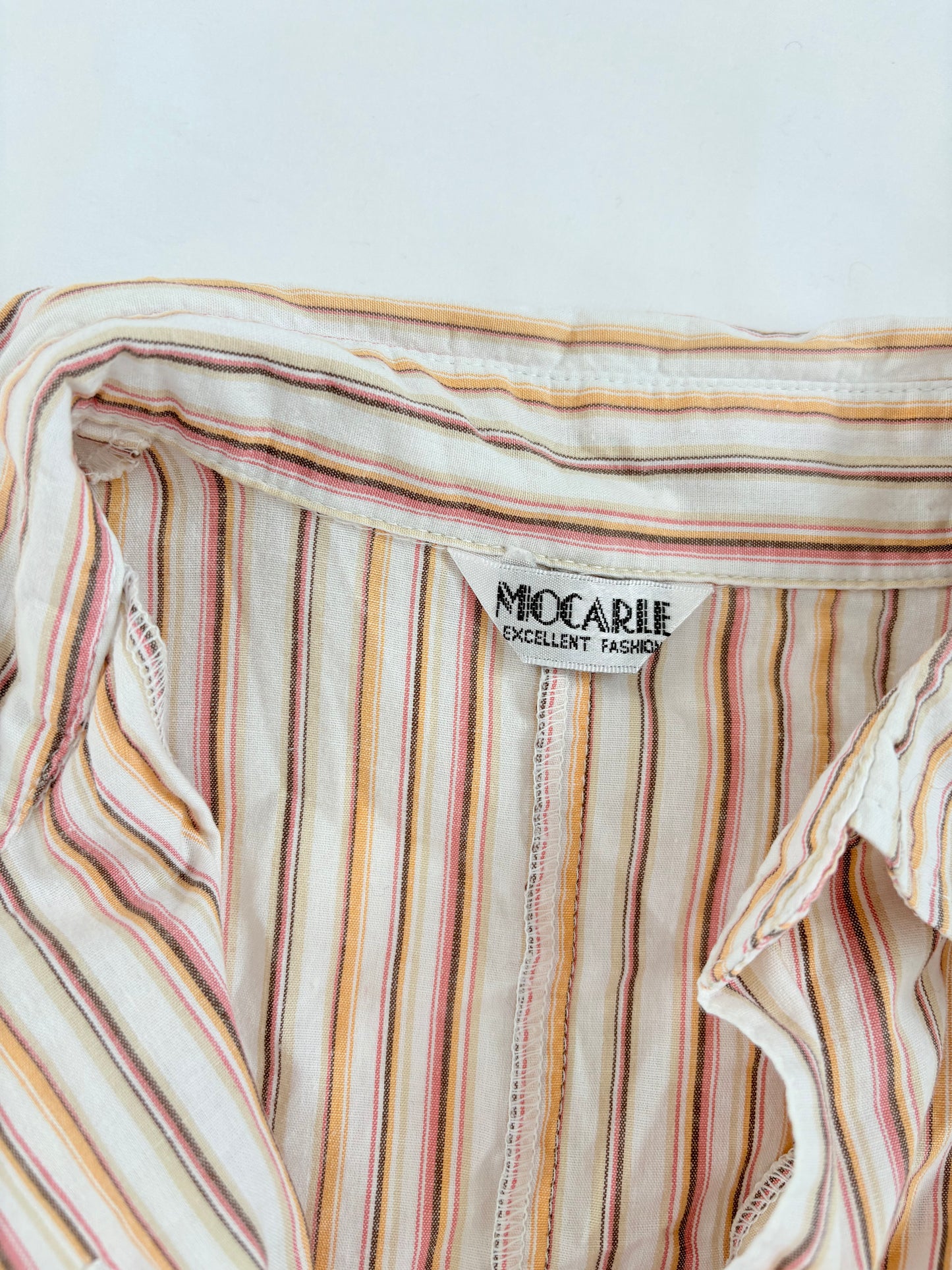 00’s Mocarle orange cinched striped shirt | Size 8
