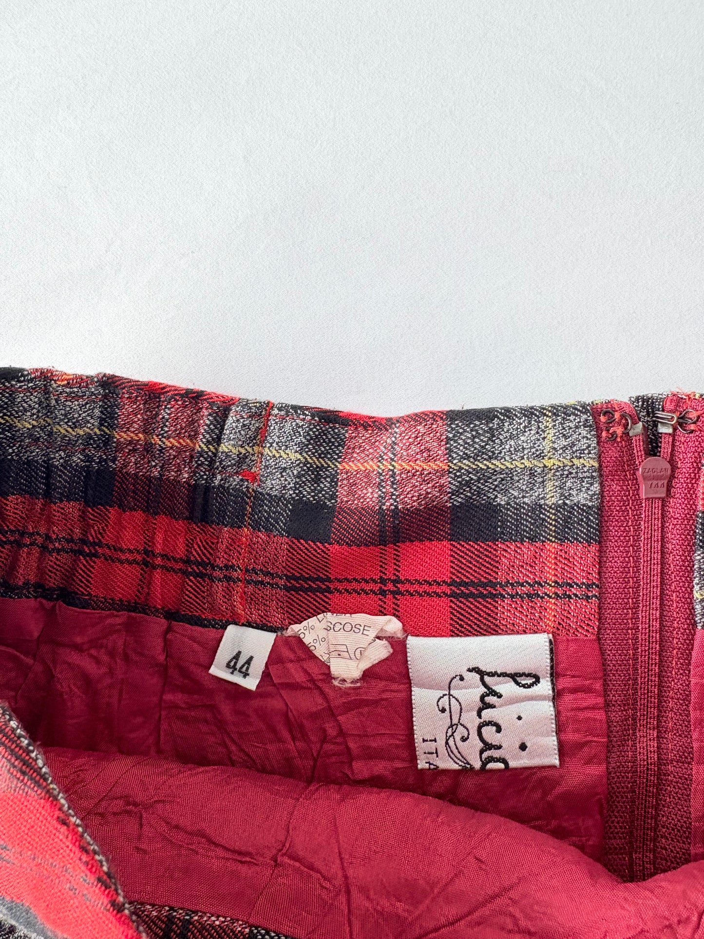 00’s Italian red plaid skirt | Size 6