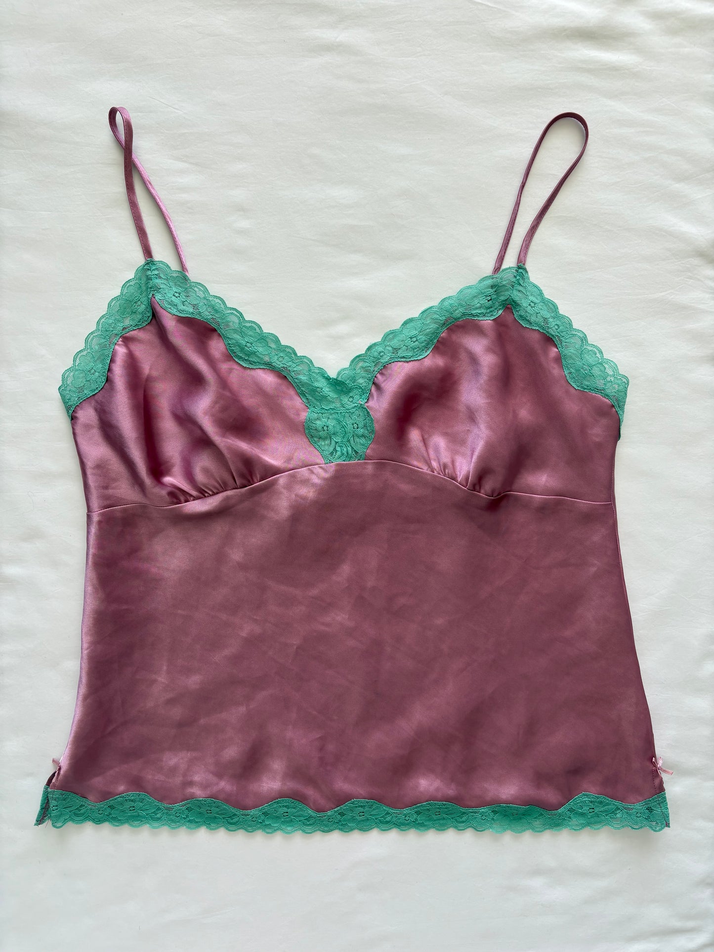 Pink and green lace cami | Size 14-16