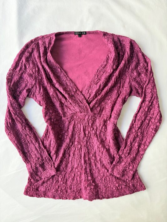 00’s Magenta lace long sleeve | Size 12-14