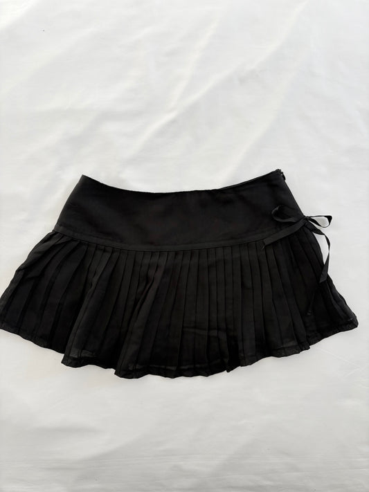 00’s Pleated ribbon mini skirt | Size 6