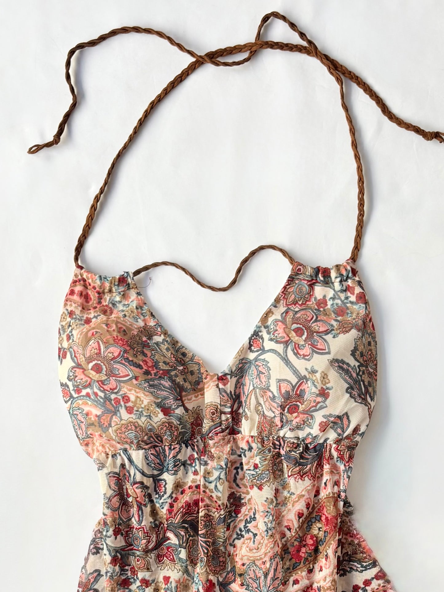 00’s Suzy boho asymmetrical halter top | Size 10-12
