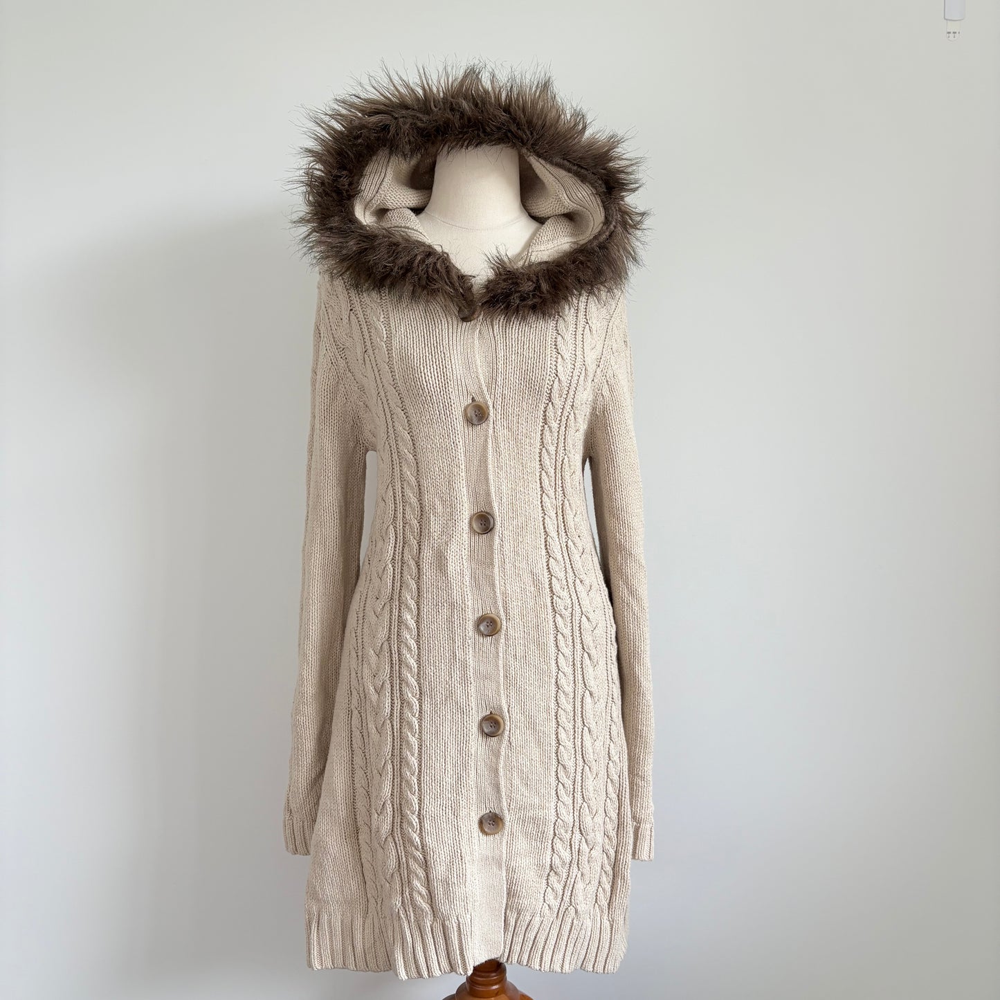 00’s Esprit fur trim longline cardigan | Size medium