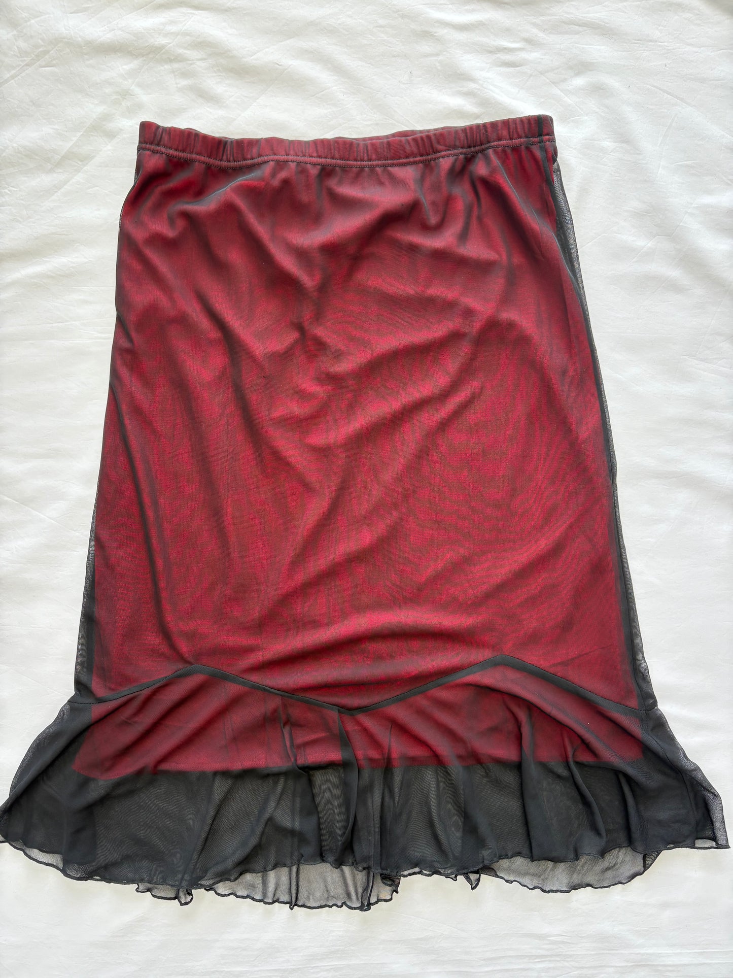 00’s Red layered midi skirt | Size medium