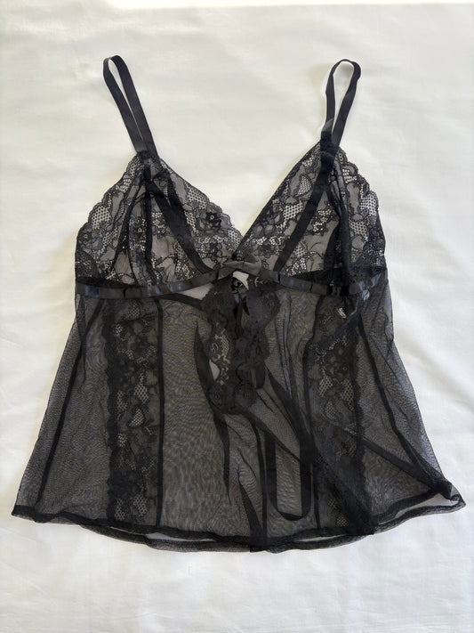 00’s Deadstock black lace cami | Size 18