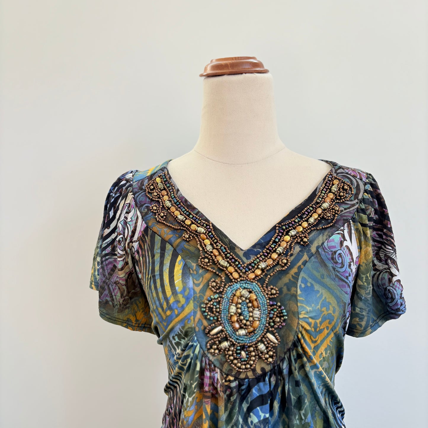 00’s Beaded boho top | Size XL