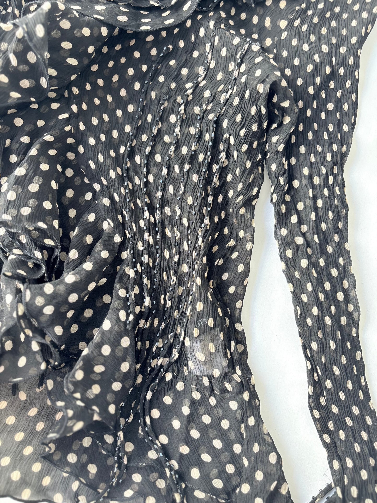 00’s Silk polka dot flared top | Size 10