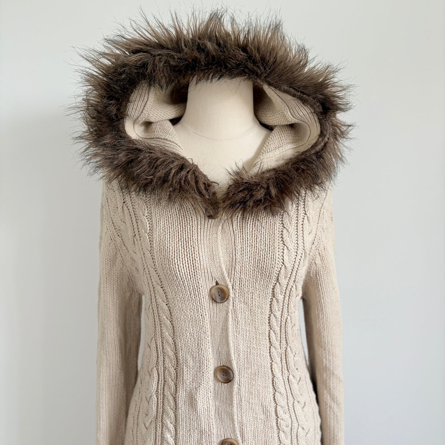 00’s Esprit fur trim longline cardigan | Size medium