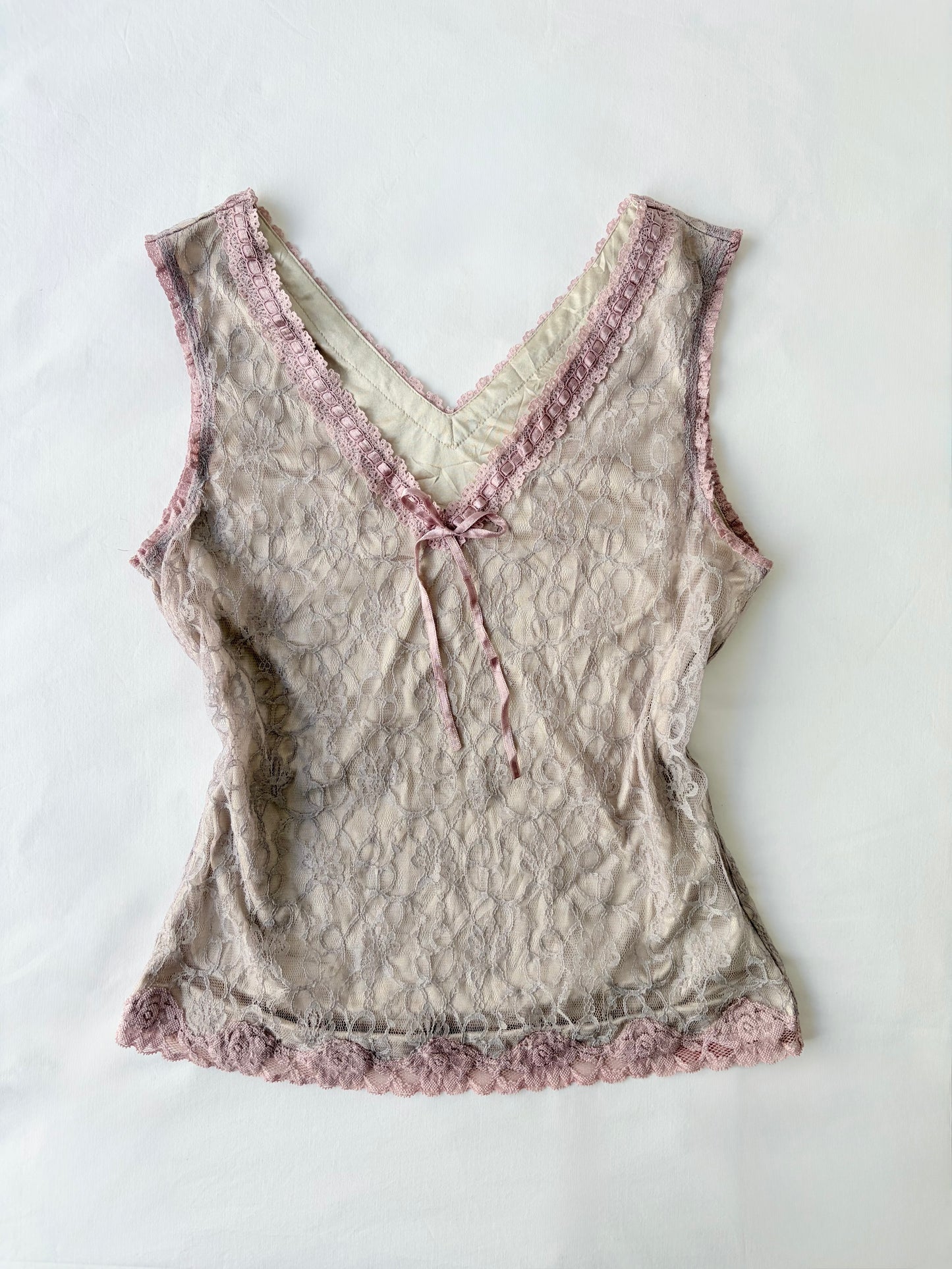 00’s RU Jeans pink lace tank | Size 10-12