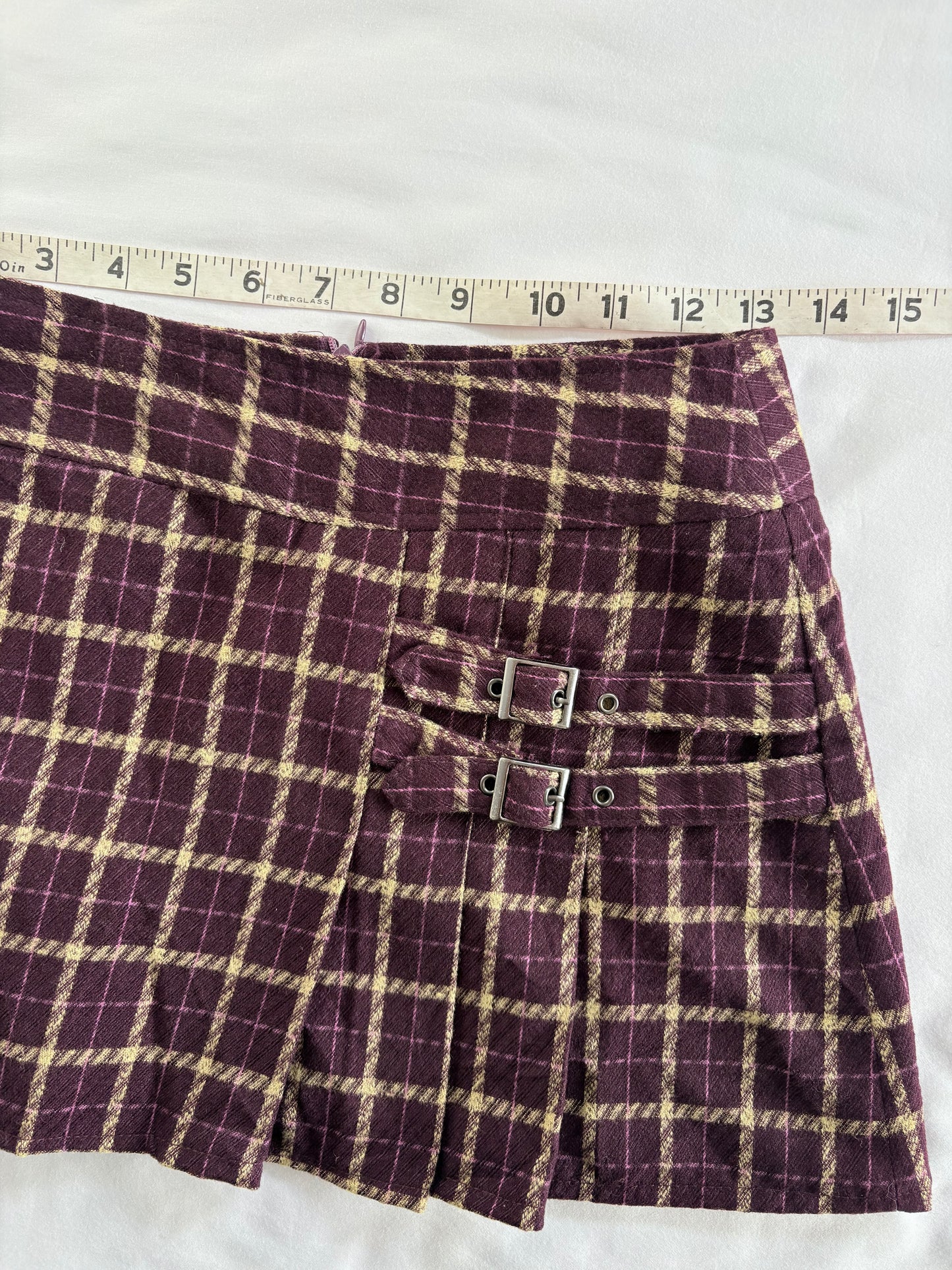 00’s Purple plaid buckle mini skirt | Size 6